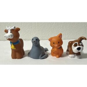 Mattel Fisher Price Little People Animal Mixed LOT Seal Cow Cat Dog 4 Pcs.